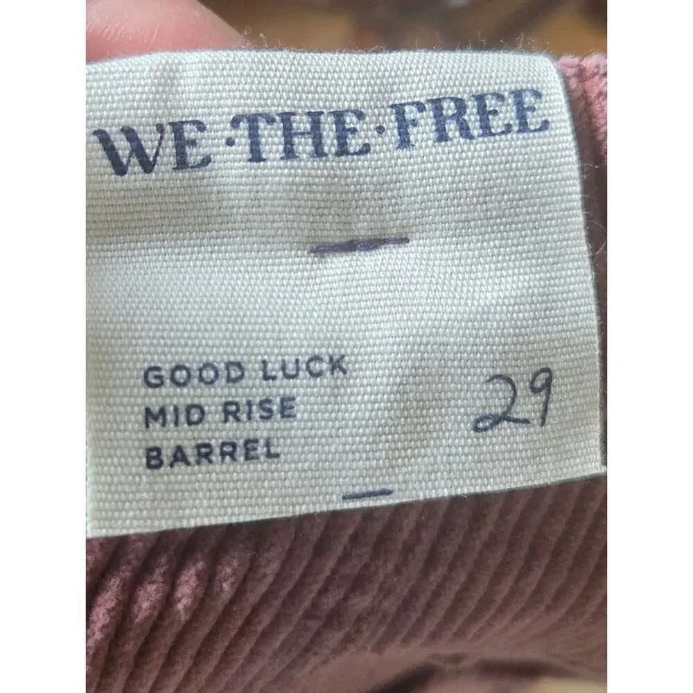 Free People We The Free Good Luck Mid-Rise Cord Barrel Jeans 29 NEW - Picture 5 of 5